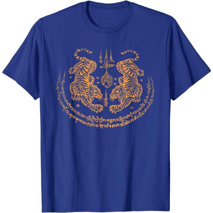 tiger sakyant Twin Tigers Sak Yant Protection T-Shirt