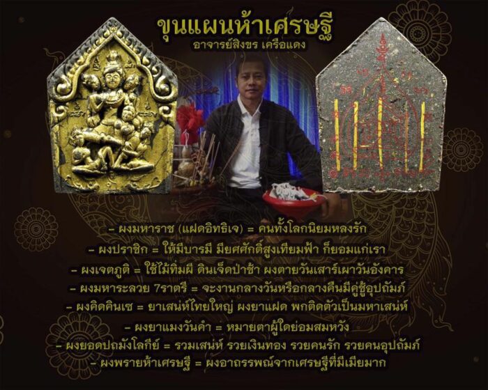 Khun Paen Ha Setti 5 Gold Takruts by Ajarn Singkorn – Image 3