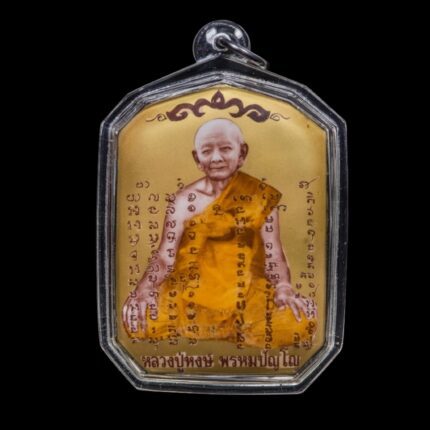 Medaglione Jumbo dorato da 9 Takrut di LP Hong 2555