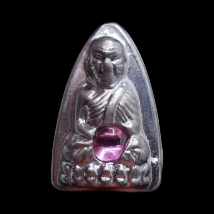 LP Thuad Silver Leklai with Pink Naga Gem_LP Somporn